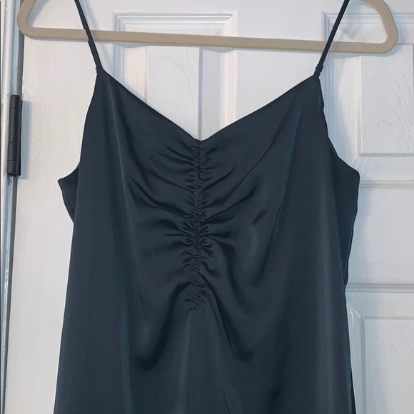 Express satin ruched from slip dress - Emerald - Picture 4 of 4